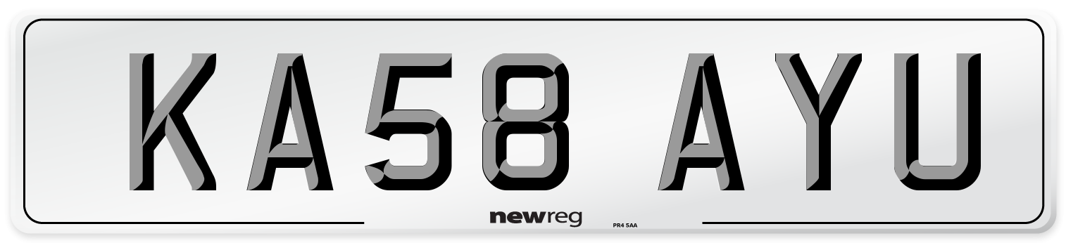 KA58 AYU Number Plate from New Reg